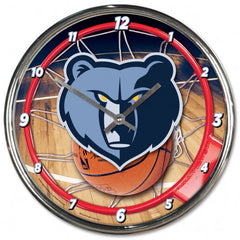 Memphis Grizzlies Clock Round Wall Style Chrome Periodic Restock