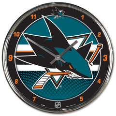 San Jose Sharks Round Chrome Wall Clock Periodic Restock