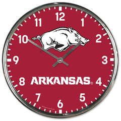 Arkansas Razorbacks Clock Round Wall Style Chrome Periodic Restock