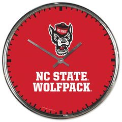 North Carolina State Wolfpack Clock Round Wall Style Chrome Periodic Restock