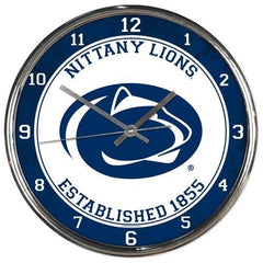 Penn State Nittany Lions Clock Round Wall Style Chrome Periodic Restock