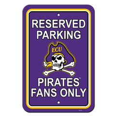 East Carolina Pirates Sign 12x18 Plastic Reserved Parking Style CO