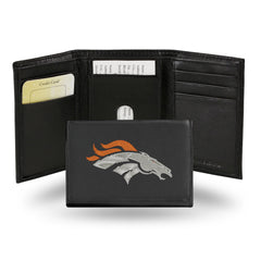 Denver Broncos Wallet Trifold Leather Embroidered