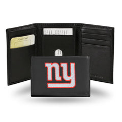 New York Giants Wallet Trifold Leather Embroidered - Special Order