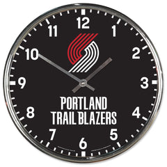 Portland Trailblazers Clock Round Wall Style Chrome Periodic Restock