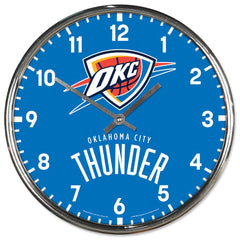Oklahoma City Thunder Clock Round Wall Style Chrome Periodic Restock