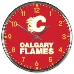 Calgary Flames Clock Round Wall Style Chrome Periodic Restock