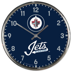 Winnipeg Jets Clock Round Wall Style Chrome Periodic Restock