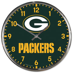 Green Bay Packers Round Chrome Wall Clock Periodic Restock