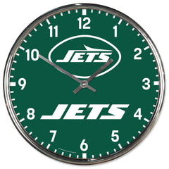 New York Jets Clock Round Wall Style Chrome Periodic Restock