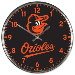 Baltimore Orioles Clock Round Wall Style Chrome Periodic Restock