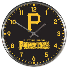 Pittsburgh Pirates Clock Round Wall Style Chrome Periodic Restock
