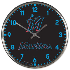 Miami Marlins Clock Round Wall Style Chrome Periodic Restock