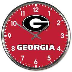 Georgia Bulldogs Clock Round Wall Style Chrome Periodic Restock