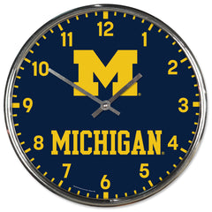 Michigan Wolverines Round Chrome Wall Clock Periodic Restock