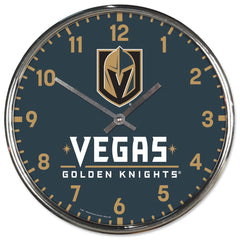 Vegas Golden Knights Clock Round Wall Style Chrome Periodic Restock