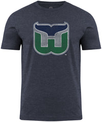 Hartford Whalers NHL Distressed Logo Navy T-Shirt