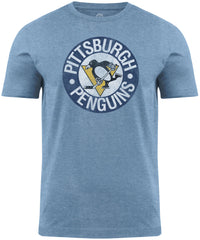 Pittsburgh Penguins NHL Distressed Logo Light Blue T-Shirt