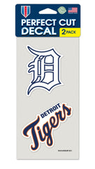 Detroit Tigers Decal 4x4 Perfect Cut Set of 2 - Special Order