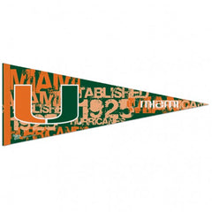 Miami Hurricanes Pennant 12x30 Premium Style - Special Order