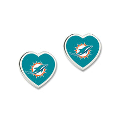 Miami Dolphins Earrings Post Heart - Special Order