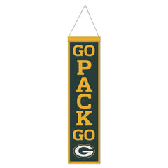Green Bay Packers Banner Wool 8x32 Heritage Slogan Design