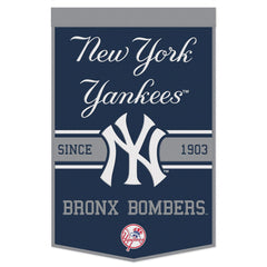 New York Yankees Banner Wool 24x38 Dynasty Slogan Design - Special Order