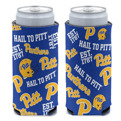 Pittsburgh Panthers Can Cooler Slim Can Scatterprint Design - Special Order