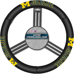 Michigan Wolverines Steering Wheel Cover Leather CO