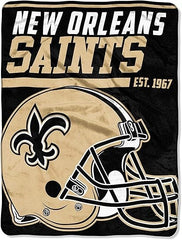New Orleans Saints Blanket 46x60 Micro Raschel 40 Yard Dash Design Rolled
