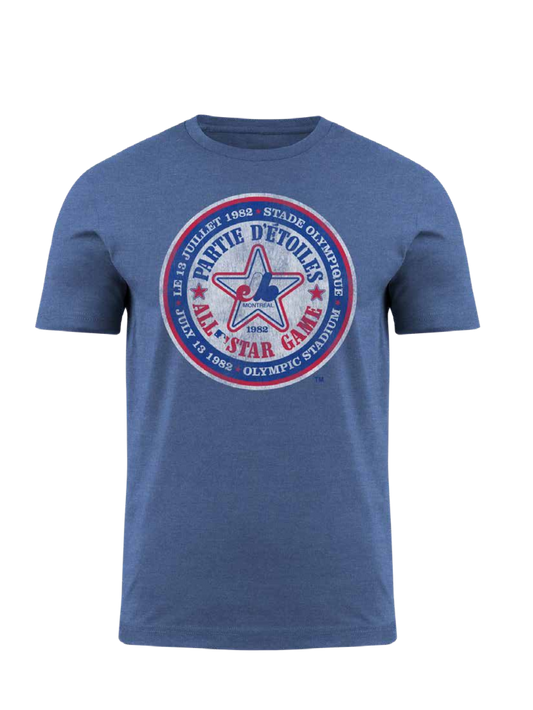 Light blue MLB All-Star distressed T-shirt by SportsFanwear featuring a casual fit and vintage-inspired design.