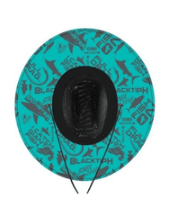 BlacktipH Straw Hat - Turquoise Blue - Black