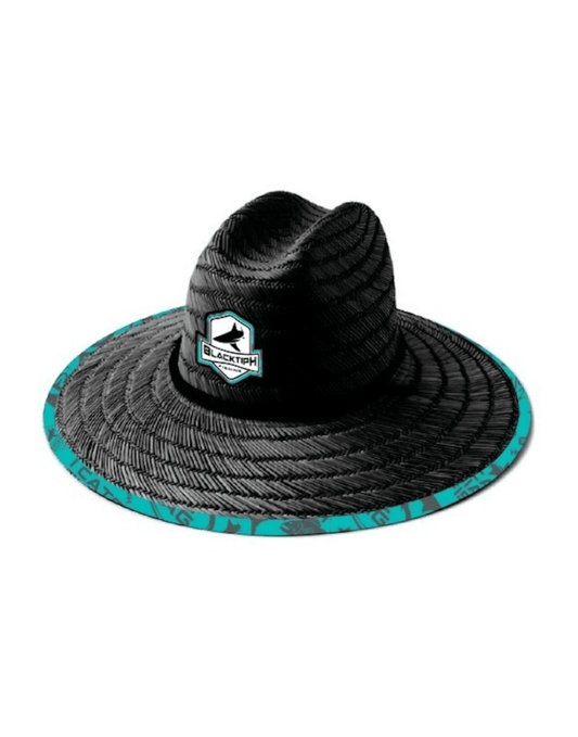 BlacktipH Straw Hat - Turquoise Blue - Black