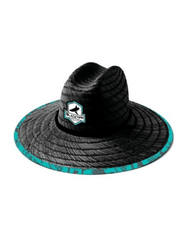BlacktipH Straw Hat - Turquoise Blue - Black