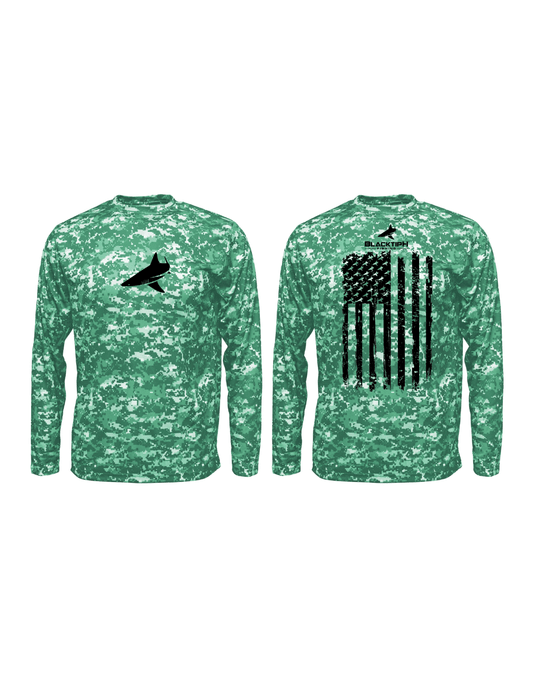 BlacktipH Performance Digital Camo Shirt - Vertical Flag with UPF 50+ Protection