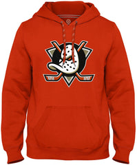 Orange Anaheim Ducks NHL hoodie featuring team logo and design, perfect for fans and casual wear.