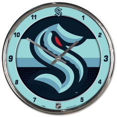 Seattle Kraken Clock Round Wall Style Chrome Periodic Restock