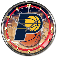 Indiana Pacers Clock Round Wall Style Chrome Periodic Restock