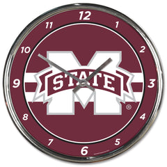 Mississippi State Bulldogs Clock Round Wall Style Chrome Periodic Restock