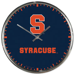 Syracuse Orange Clock Round Wall Style Chrome Periodic Restock