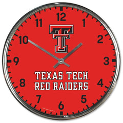 Texas Tech Red Raiders Clock Round Wall Style Chrome Periodic Restock