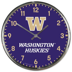 Washington Huskies Clock Round Wall Style Chrome Periodic Restock
