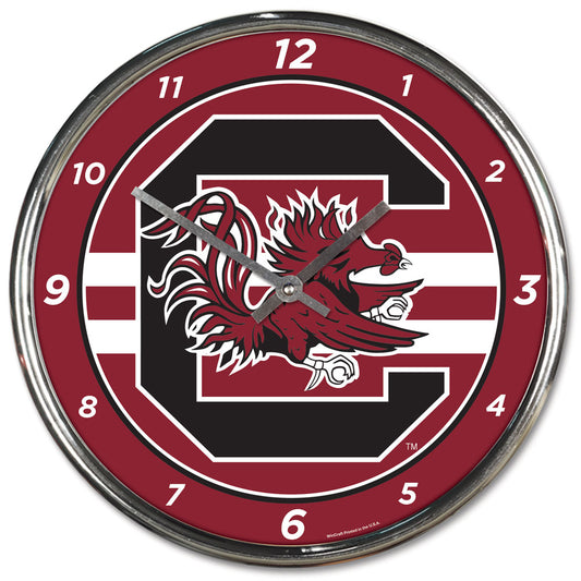 South Carolina Gamecocks Clock Round Wall Style Chrome Periodic Restock