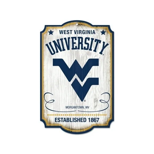 West Virginia Mountaineers Sign 11x17 Wood Retro