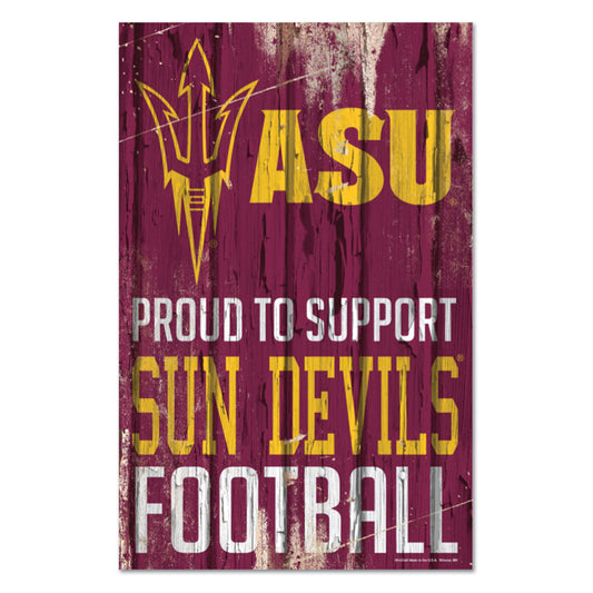 Arizona State Sun Devils Sign 11x17 Wood Proud to Support Design
