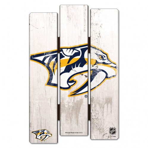 Nashville Predators Sign 11x17 Wood Fence Style White