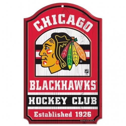 Chicago Blackhawks Sign 11x17 Wood Fan Cave Design - Special Order