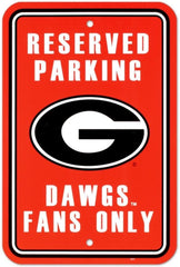 Georgia Bulldogs Sign 12x18 Plastic Reserved Parking Style CO