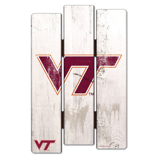 Virginia Tech Hokies Sign 11x17 Wood Fence Style White