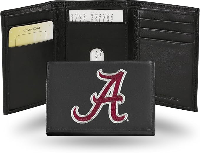 Alabama Crimson Tide Wallet Trifold Leather Embroidered